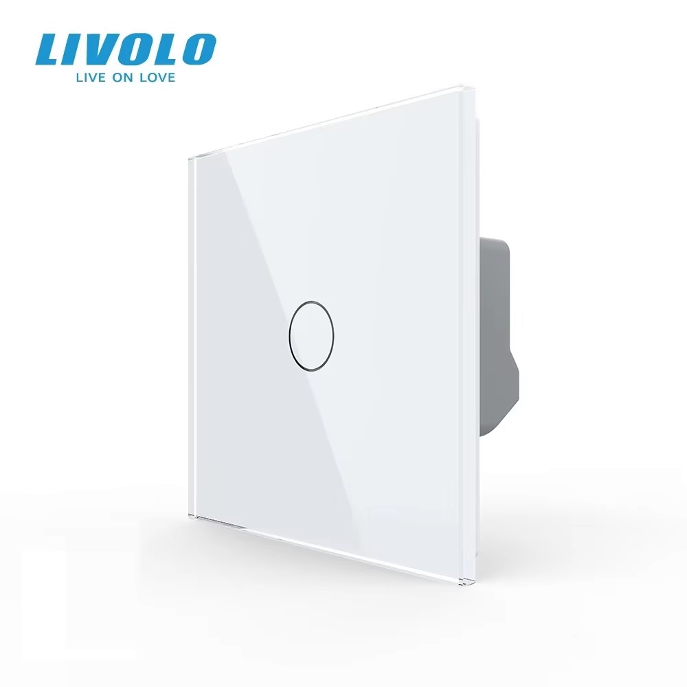 Home Improvement Years - Livolo EU 標準タッチ壁スイッチ、1 ギャング 1 ウェイ、強化クリスタルガラスパネル、ホームセンター用クロス階段機能
