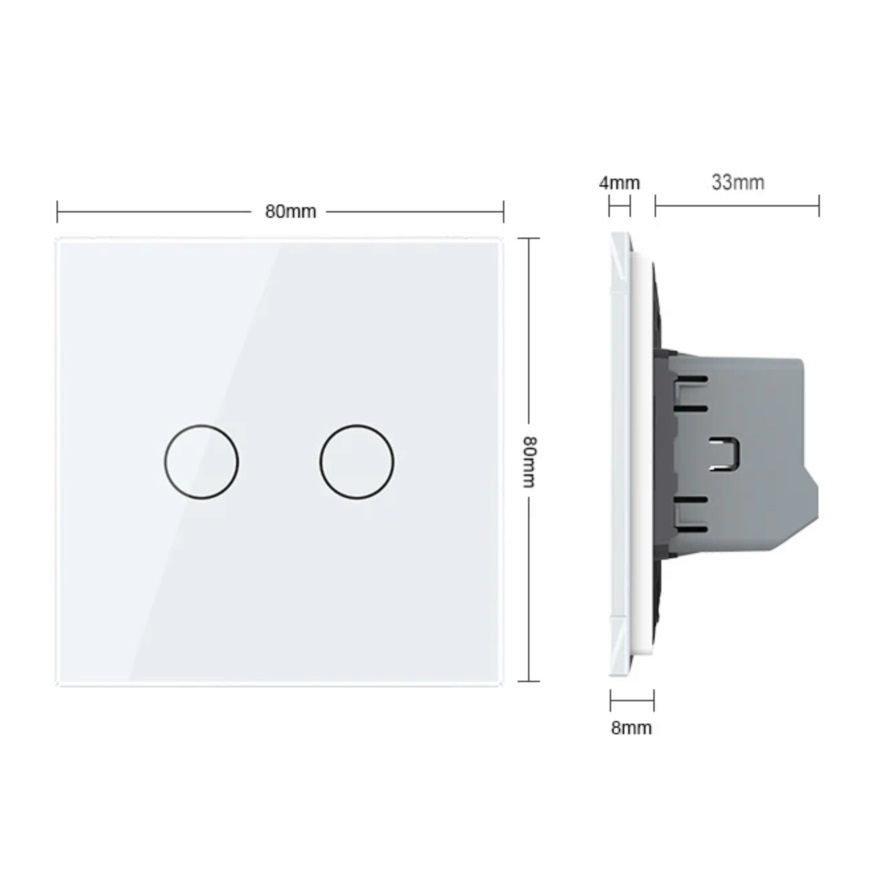 Home Improvement Years - LIVOLO EU規格タッチセンサー壁スイッチ、2連1路高感度制御、強化クリスタルガラスパネル、住宅リフォーム用