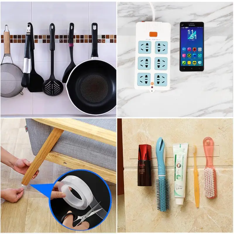 ナノテープ ダブル強力透明 再利用可能 防水 1m 2m 3 - Home Improvement Tools のレビューと価格