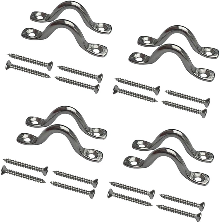8個のステンレススチール製3/8インチパッドアイストラップ、 - Deck Screw Stainless のレビューと価格